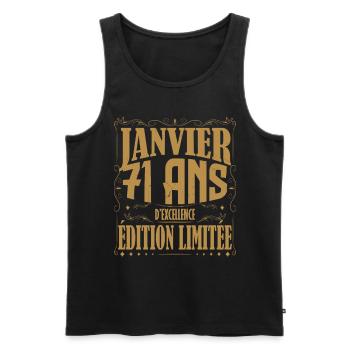 Janvier 71 ans. Cadeau 71 ans janvier anniversaire - Débardeur bio Premium Homme - noir - Devant - Michal (187cm)