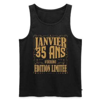 Janvier 35 ans. Cadeau 35 ans janvier anniversaire - Débardeur bio Premium Homme - noir - Devant - Michal (187cm)