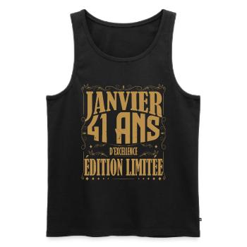 Janvier 41 ans. Cadeau 41 ans janvier anniversaire - Débardeur bio Premium Homme - noir - Devant - Michal (187cm)