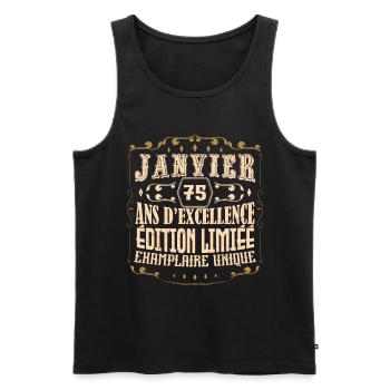 Vintage Janvier 75 ans. anniversaire janvier. - Débardeur bio Premium Homme - noir - Devant - Michal (187cm)