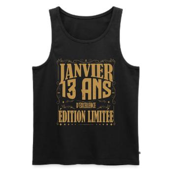 Janvier 13 ans. Cadeau 13 ans janvier anniversaire - Débardeur bio Premium Homme - noir - Devant - Michal (187cm)