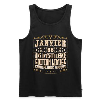 Vintage Janvier 66 ans. anniversaire janvier. - Débardeur bio Premium Homme - noir - Devant - Michal (187cm)