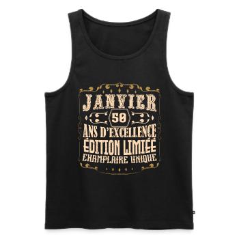 Vintage Janvier 50 ans. anniversaire janvier. - Débardeur bio Premium Homme - noir - Devant - Michal (187cm)