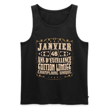 Vintage Janvier 46 ans. anniversaire janvier. - Débardeur bio Premium Homme - noir - Devant - Michal (187cm)