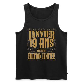 Janvier 19 ans. Cadeau 19 ans janvier anniversaire - Débardeur bio Premium Homme - noir - Devant - Michal (187cm)
