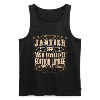 Vintage Janvier 37 ans. anniversaire janvier. - Débardeur bio Premium Homme - noir - Devant - Michal (187cm)
