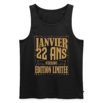Janvier 22 ans. Cadeau 22 ans janvier anniversaire - Débardeur bio Premium Homme - noir - Devant - Michal (187cm)