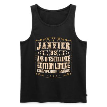 Vintage Janvier 33 ans. anniversaire janvier. - Débardeur bio Premium Homme - noir - Devant - Michal (187cm)