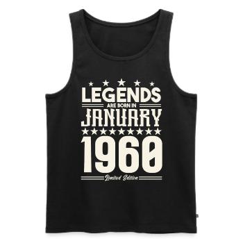 Cadeau Légende Janvier 1960. cadeau janvier 1960. - Débardeur bio Premium Homme - noir - Devant - Michal (187cm)