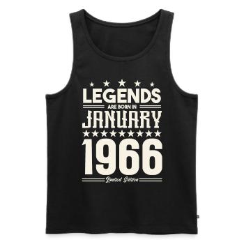 Cadeau Légende Janvier 1966. cadeau janvier 1966. - Débardeur bio Premium Homme - noir - Devant - Michal (187cm)
