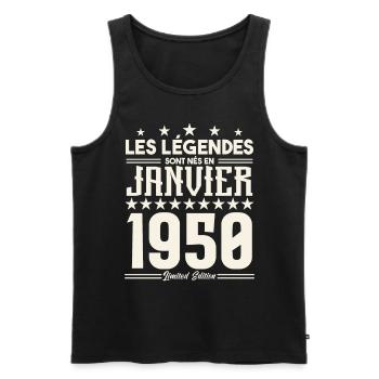 cadeau d'anniversaire janvier 1950. Janvier 1950. - Débardeur bio Premium Homme - noir - Devant - Michal (187cm)