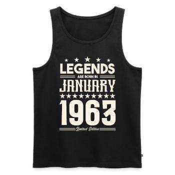 Cadeau Légende Janvier 1963. cadeau janvier 1963. - Débardeur bio Premium Homme - noir - Devant - Michal (187cm)