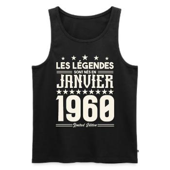 cadeau d'anniversaire janvier 1960. Janvier 1960. - Débardeur bio Premium Homme - noir - Devant - Michal (187cm)