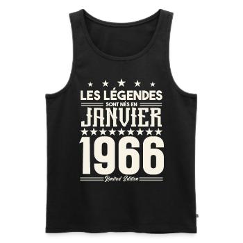 cadeau d'anniversaire janvier 1966. Janvier 1966. - Débardeur bio Premium Homme - noir - Devant - Michal (187cm)