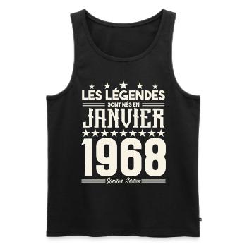 cadeau d'anniversaire janvier 1968. Janvier 1968. - Débardeur bio Premium Homme - noir - Devant - Michal (187cm)