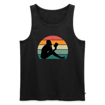 reader reader book books bookworm book reading - Men's Premium Organic Tank Top - black - Front - AI Model Male 178 light (178cm)
