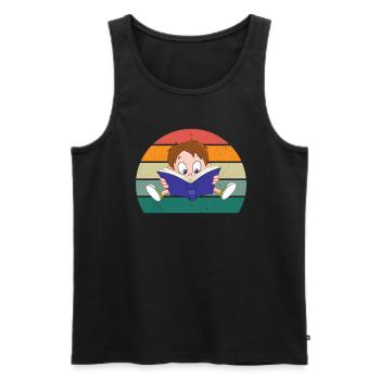 reader reader book books bookworm book reading - Men's Premium Organic Tank Top - black - Front - AI Model Male 178 light (178cm)