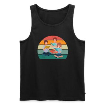 reader reader book books bookworm book reading - Men's Premium Organic Tank Top - black - Front - AI Model Male 178 light (178cm)