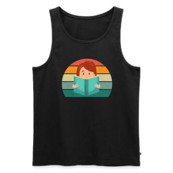 reader reader book books bookworm book reading - Men's Premium Organic Tank Top - black - Front - AI Model Male 178 light (178cm)