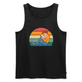 reader reader book books bookworm book reading - Men's Premium Organic Tank Top - black - Front - AI Model Male 178 light (178cm)