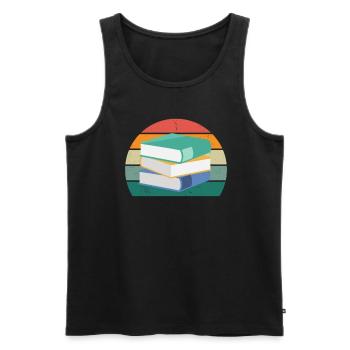 reader reader book books bookworm book reading - Men's Premium Organic Tank Top - black - Front - AI Model Male 178 light (178cm)