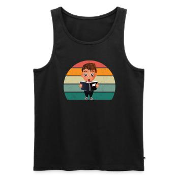 reader reader book books bookworm book reading - Men's Premium Organic Tank Top - black - Front - AI Model Male 178 light (178cm)