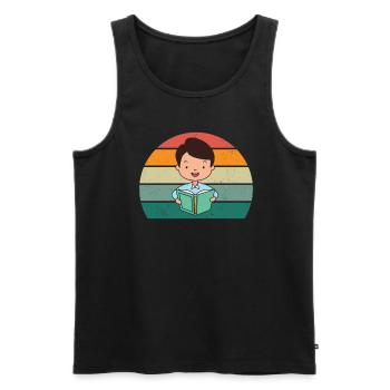 reader reader book books bookworm book reading - Men's Premium Organic Tank Top - black - Front - AI Model Male 178 light (178cm)