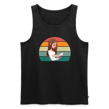 reader reader book books bookworm book reading - Men's Premium Organic Tank Top - black - Front - AI Model Male 178 light (178cm)