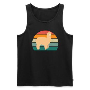 Llamas Alpaca Alpacas Lamamama Lamapapa Lama Lama - Men's Premium Organic Tank Top - black - Front - AI Model Male 178 light (178cm)