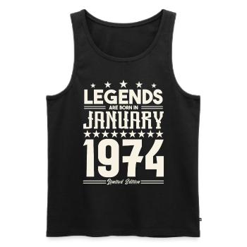 Geschenklegende Januar 1974. Geschenk Januar 1974. - Männer Premium Bio Tank Top - Schwarz - Vorne - Michal (187cm)
