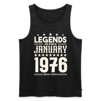 Cadeau Légende Janvier 1976. cadeau janvier 1976. - Débardeur bio Premium Homme - noir - Devant - Michal (187cm)