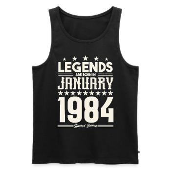 Cadeau Légende Janvier 1984. cadeau janvier 1984. - Débardeur bio Premium Homme - noir - Devant - Michal (187cm)