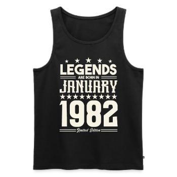 Cadeau Légende Janvier 1982. cadeau janvier 1982. - Débardeur bio Premium Homme - noir - Devant - Michal (187cm)