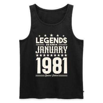 Geschenklegende Januar 1981. Geschenk Januar 1981. - Männer Premium Bio Tank Top - Schwarz - Vorne - AI Model Male 178 light (178cm)