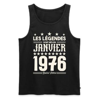 cadeau d'anniversaire janvier 1976. Janvier 1976. - Débardeur bio Premium Homme - noir - Devant - Michal (187cm)
