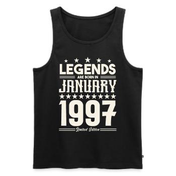 Cadeau Légende Janvier 1997. cadeau janvier 1997. - Débardeur bio Premium Homme - noir - Devant - Michal (187cm)