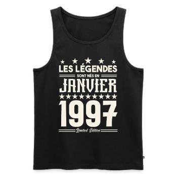 cadeau d'anniversaire janvier 1997. Janvier 1997. - Débardeur bio Premium Homme - noir - Devant - Michal (187cm)