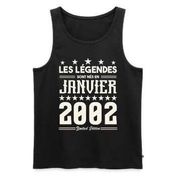 cadeau d'anniversaire janvier 2002. Janvier 2002. - Débardeur bio Premium Homme - noir - Devant - Michal (187cm)