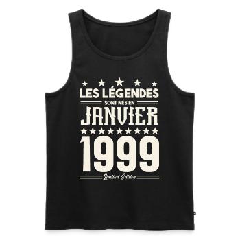 cadeau d'anniversaire janvier 1999. Janvier 1999. - Débardeur bio Premium Homme - noir - Devant - Michal (187cm)