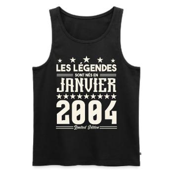 cadeau d'anniversaire janvier 2004. Janvier 2004. - Débardeur bio Premium Homme - noir - Devant - Michal (187cm)