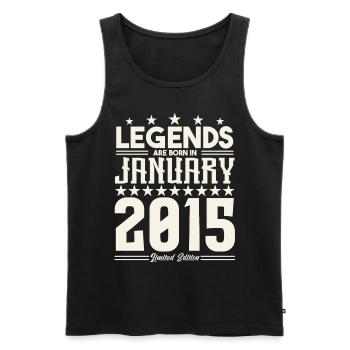 Cadeau Légende Janvier 2015. cadeau janvier 2015. - Débardeur bio Premium Homme - noir - Devant - Michal (187cm)