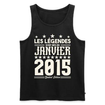 cadeau d'anniversaire janvier 2015. Janvier 2015. - Débardeur bio Premium Homme - noir - Devant - Michal (187cm)
