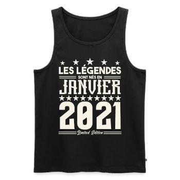 cadeau d'anniversaire janvier 2021. Janvier 2021. - Débardeur bio Premium Homme - noir - Devant - Michal (187cm)