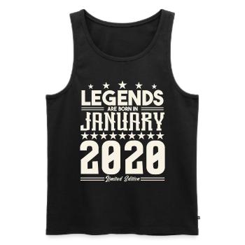 Cadeau Légende Janvier 2020. cadeau janvier 2020. - Débardeur bio Premium Homme - noir - Devant - Michal (187cm)