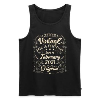 Vintage Né(e) en Février 2021 anniversaire février - Débardeur bio Premium Homme - noir - Devant - Michal (187cm)