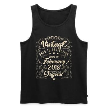 Vintage Born in February 2018 Anniversary February - Men's Premium Organic Tank Top - black - Front - Michal (187cm)