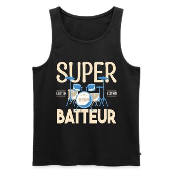Super Batteur. Cadeau batteur. bassiste. Musicien. - Débardeur bio Premium Homme - noir - Devant - Michal (187cm)