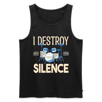 Ich zerstöre das Schweigen. Geschenkschlagzeuger, Geschenkmusiker - Männer Premium Bio Tank Top - Schwarz - Vorne - Michal (187cm)