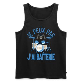 Je peux pas j'ai batterie. Cadeau batteur Musicien - Débardeur bio Premium Homme - noir - Devant - Michal (187cm)