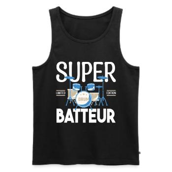 Super Batteur. Cadeau batteur. bassiste. Musicien. - Débardeur bio Premium Homme - noir - Devant - Michal (187cm)